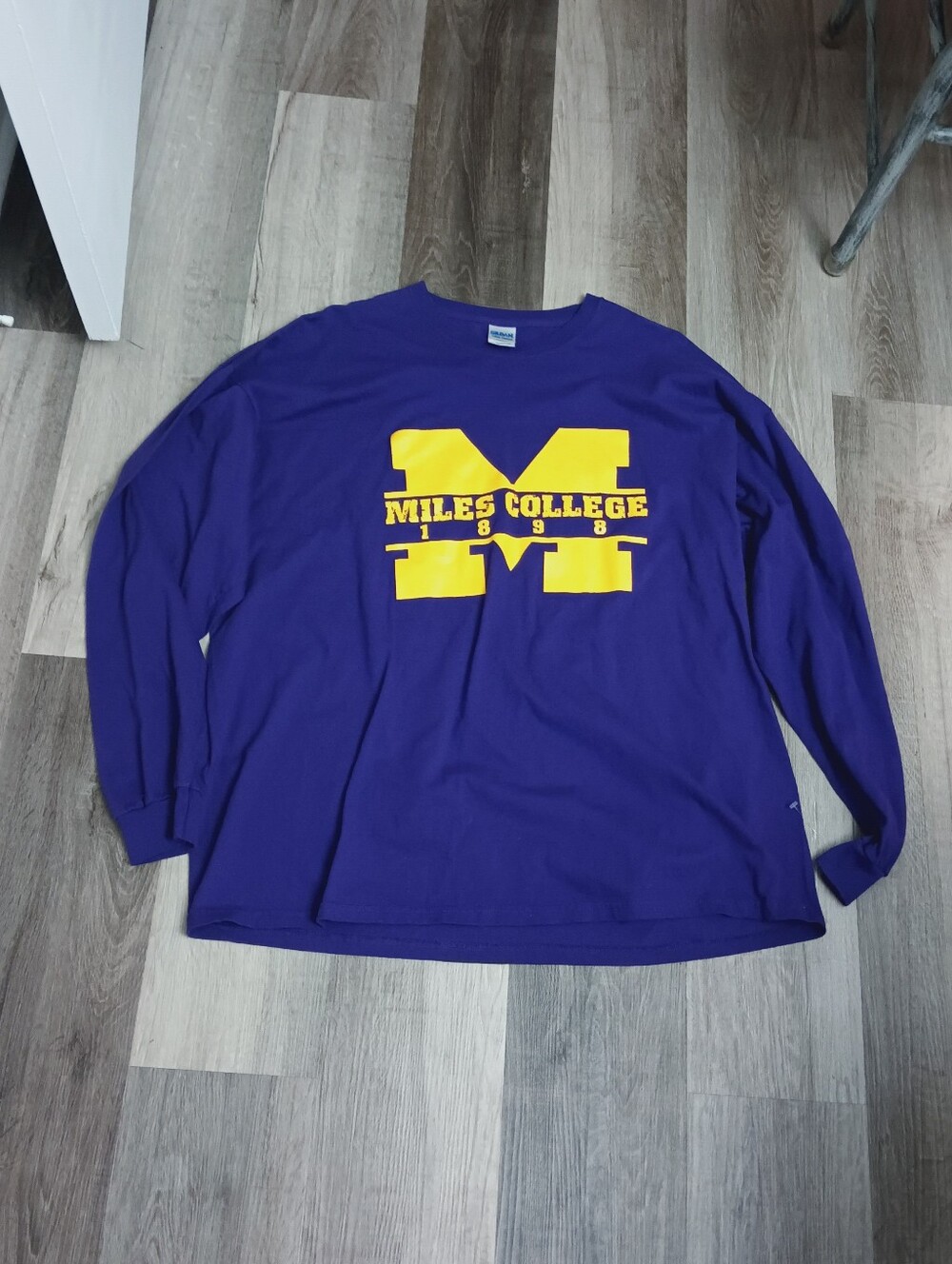 Gildan Purple Long-Sleeve Tee with Yellow Miles College Logo